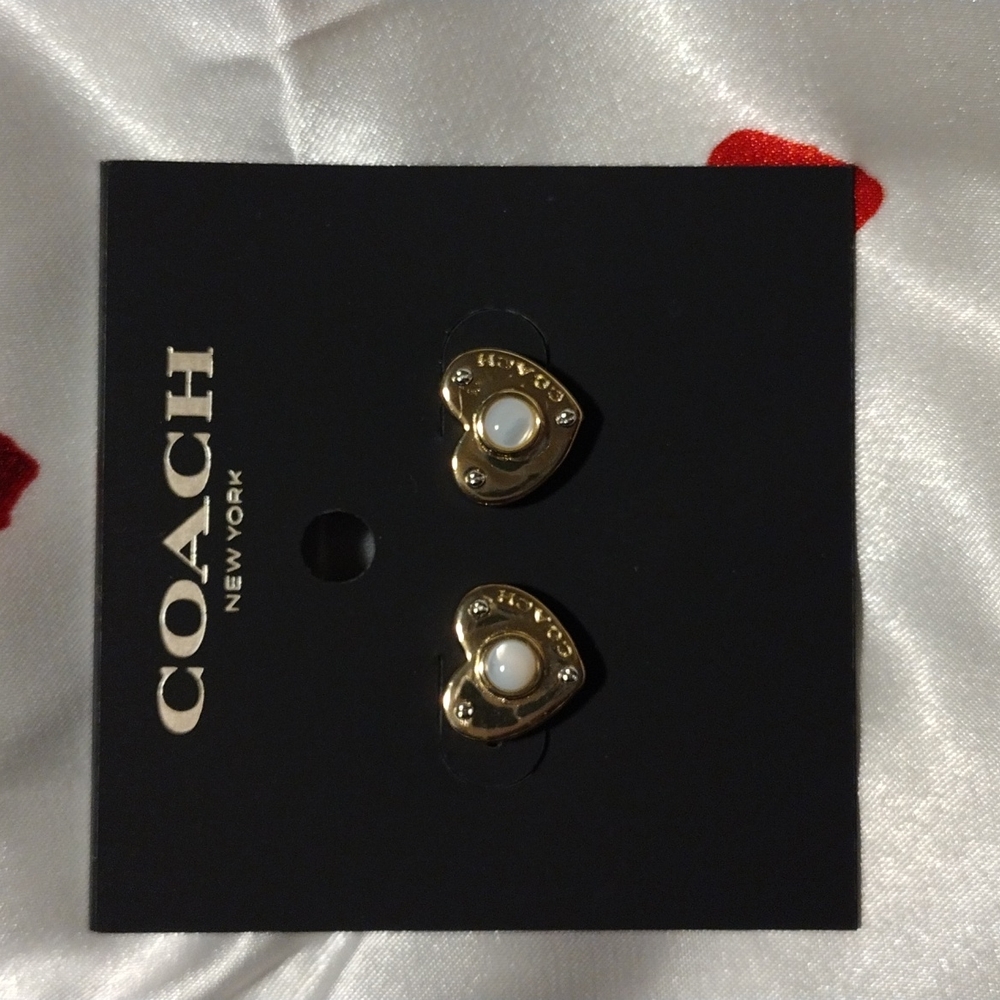 NWT Coach heart earrings